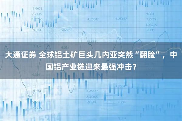 大通证券 全球铝土矿巨头几内亚突然“翻脸”，中国铝产业链迎来最强冲击？