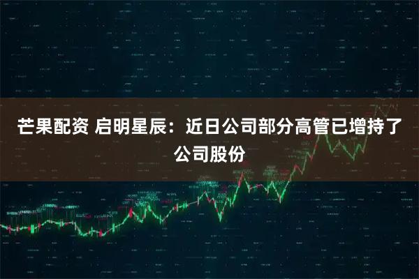 芒果配资 启明星辰：近日公司部分高管已增持了公司股份