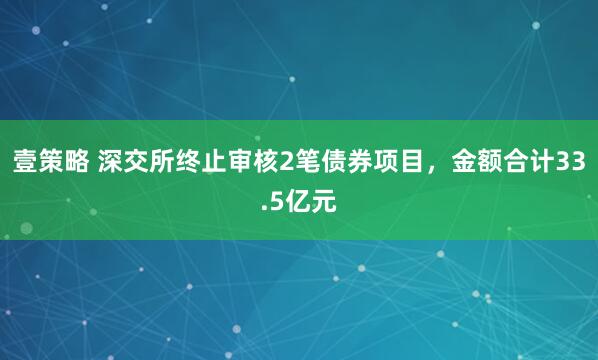 壹策略 深交所终止审核2笔债券项目,金额合计33.5亿元