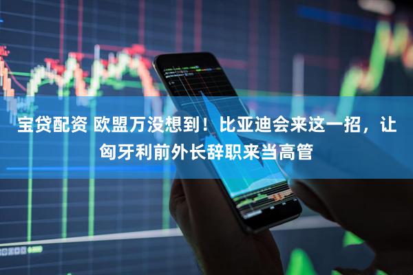 宝贷配资 欧盟万没想到！比亚迪会来这一招，让匈牙利前外长辞职来当高管